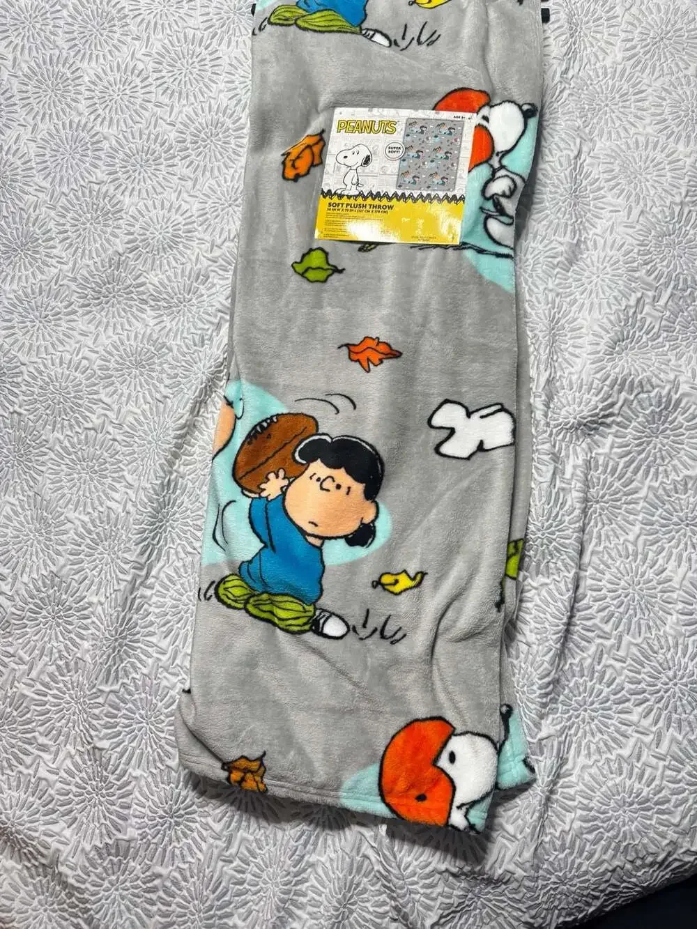 Peanuts Snoopy and Charlie Brown Fall Football Soft Plush Throw Blanket 50x70